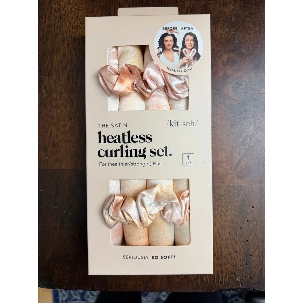 Kitsch Heatless Curling Set Women OS Sunset Tie Dye Satin Hair Roller‎ NWT